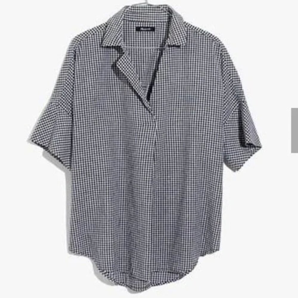 Madewell Courier Button-back Shirt in black and white check